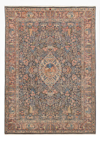 Alfombra persa - Real - 290 x 200 cm - azul oscuro