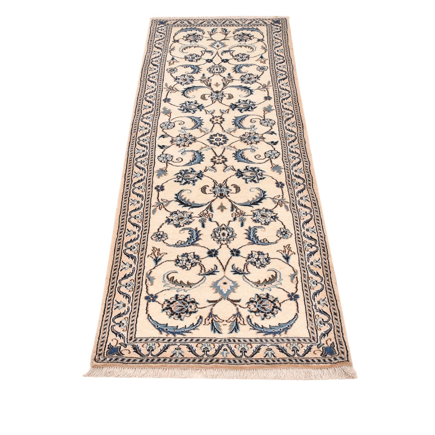 Alfombra de pasillo Alfombra Persa - Nain - Real - 202 x 60 cm - crema