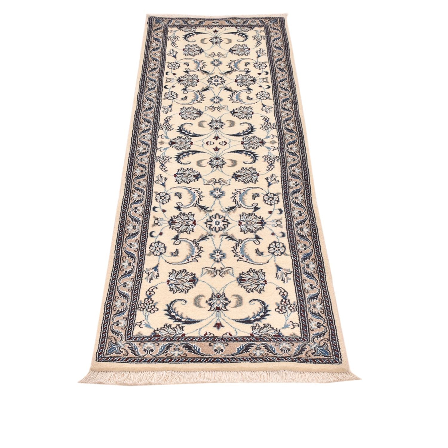 Alfombra de pasillo Alfombra Persa - Nain - Real - 202 x 58 cm - crema