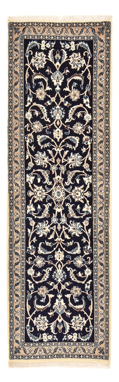 Alfombra de pasillo Alfombra Persa - Nain - Real - 196 x 66 cm - azul oscuro