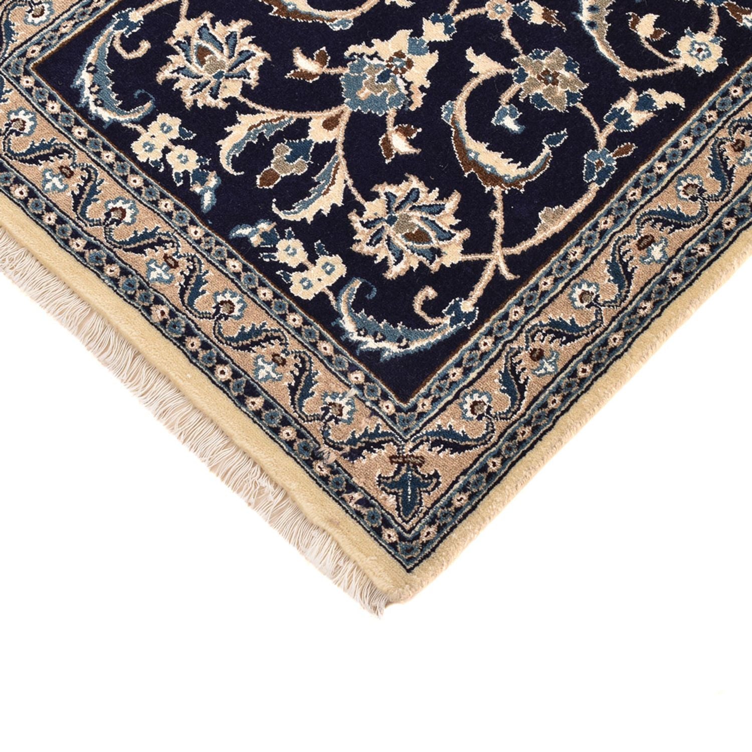Alfombra de pasillo Alfombra Persa - Nain - Real - 196 x 66 cm - azul oscuro