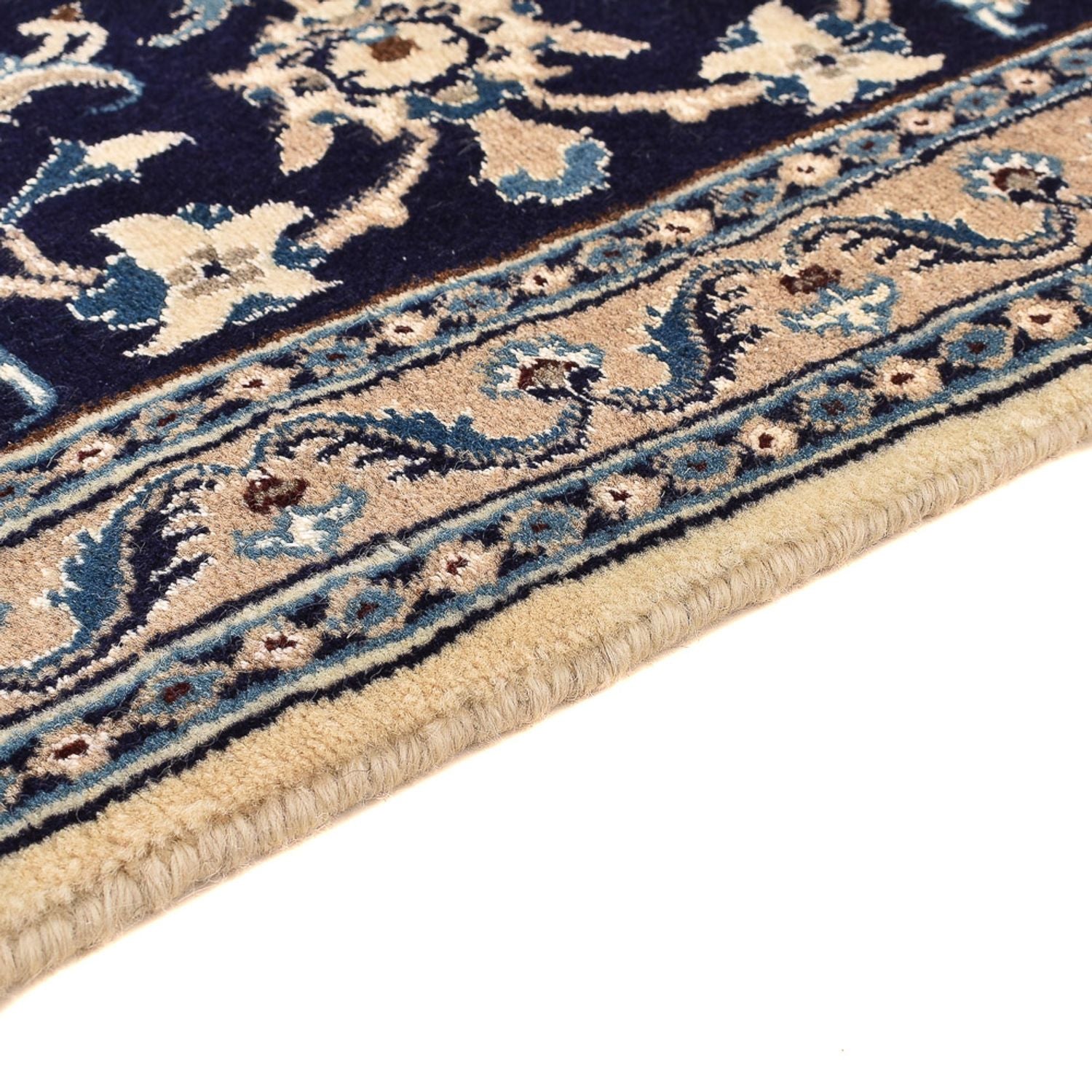 Alfombra de pasillo Alfombra Persa - Nain - Real - 196 x 66 cm - azul oscuro