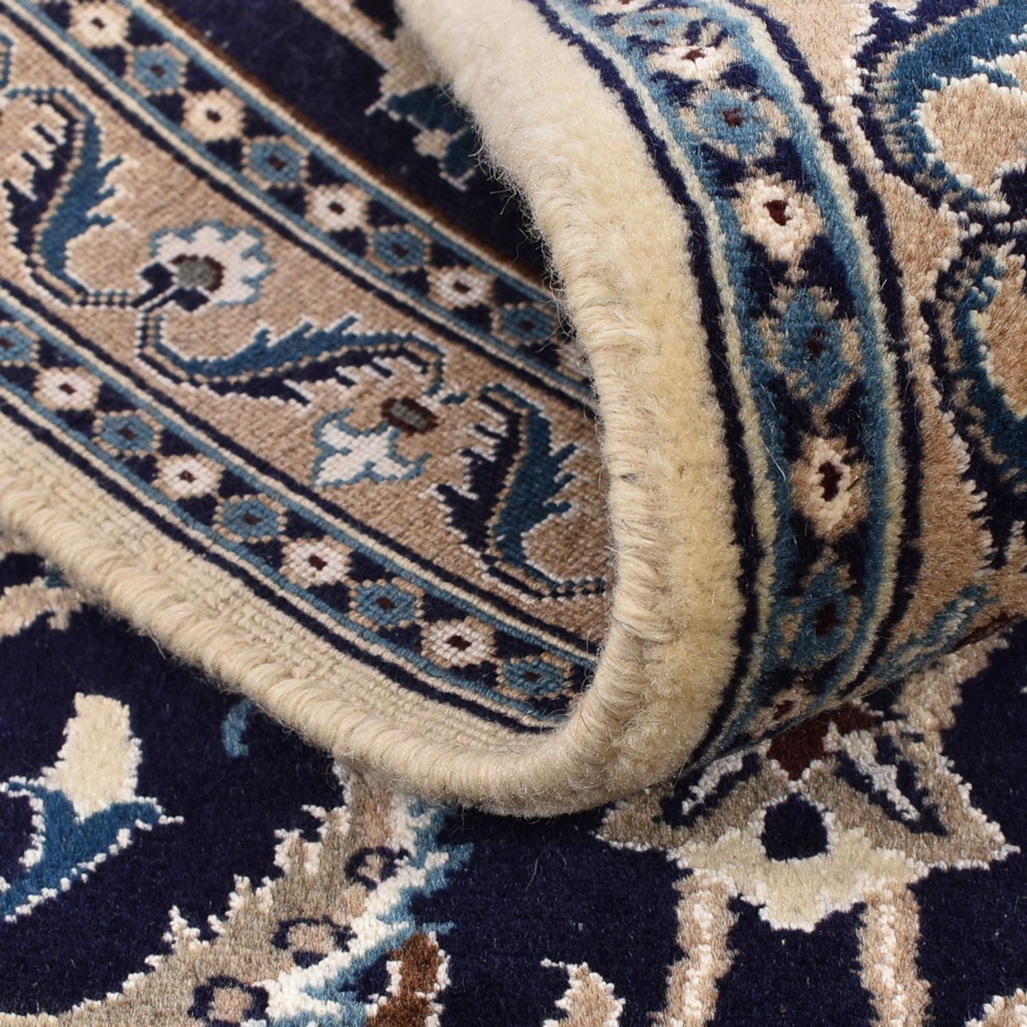 Alfombra de pasillo Alfombra Persa - Nain - Real - 196 x 66 cm - azul oscuro