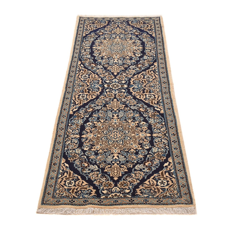 Alfombra de pasillo Alfombra Persa - Nain - Real - 188 x 65 cm - azul oscuro