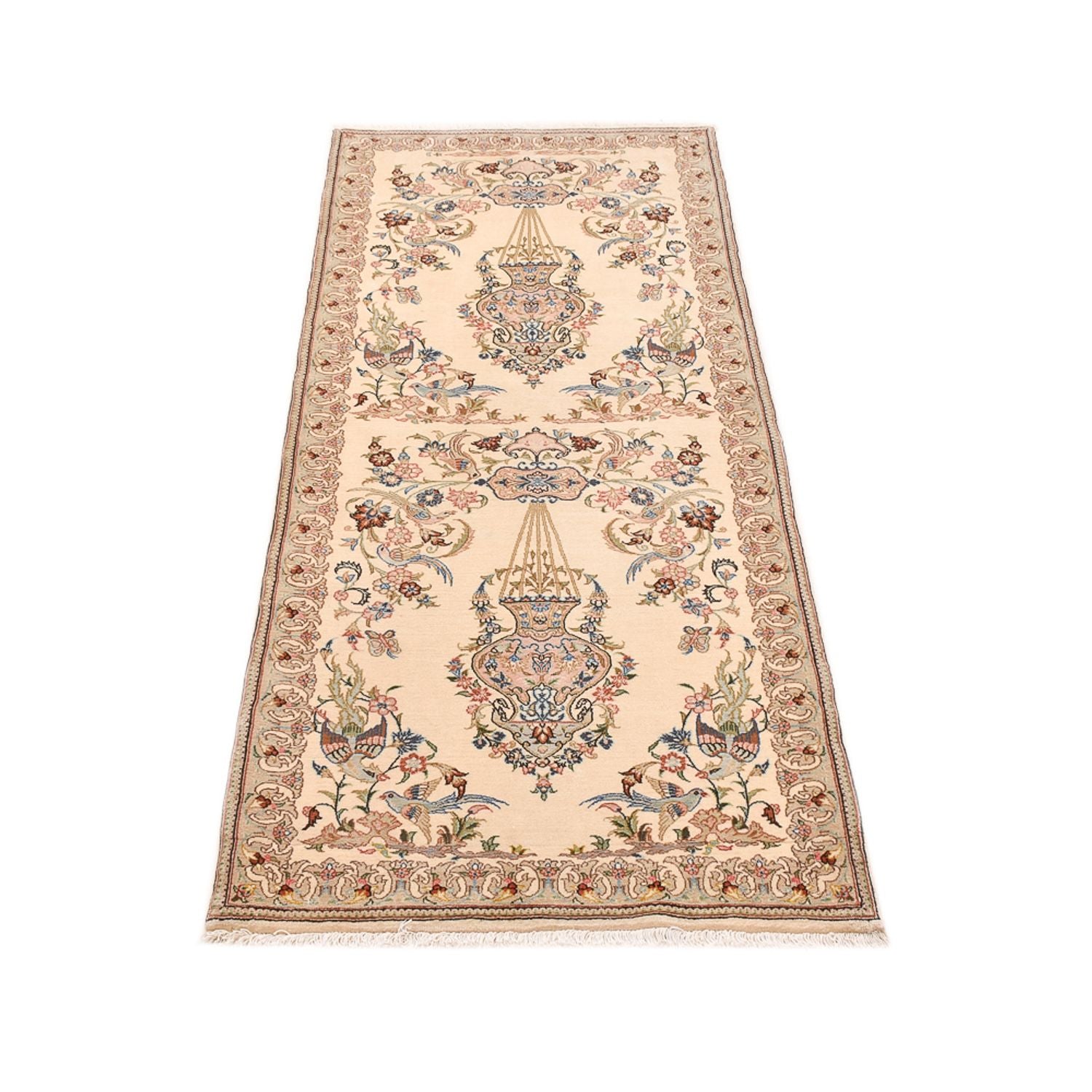Alfombra de pasillo Alfombra persa - Ghom - 193 x 77 cm - beige