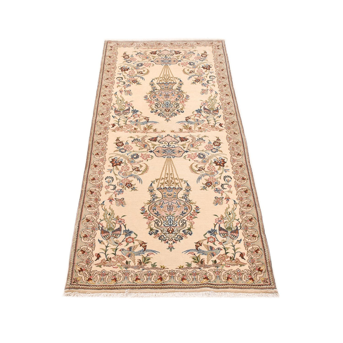 Alfombra de pasillo Alfombra persa - Ghom - 193 x 77 cm - beige