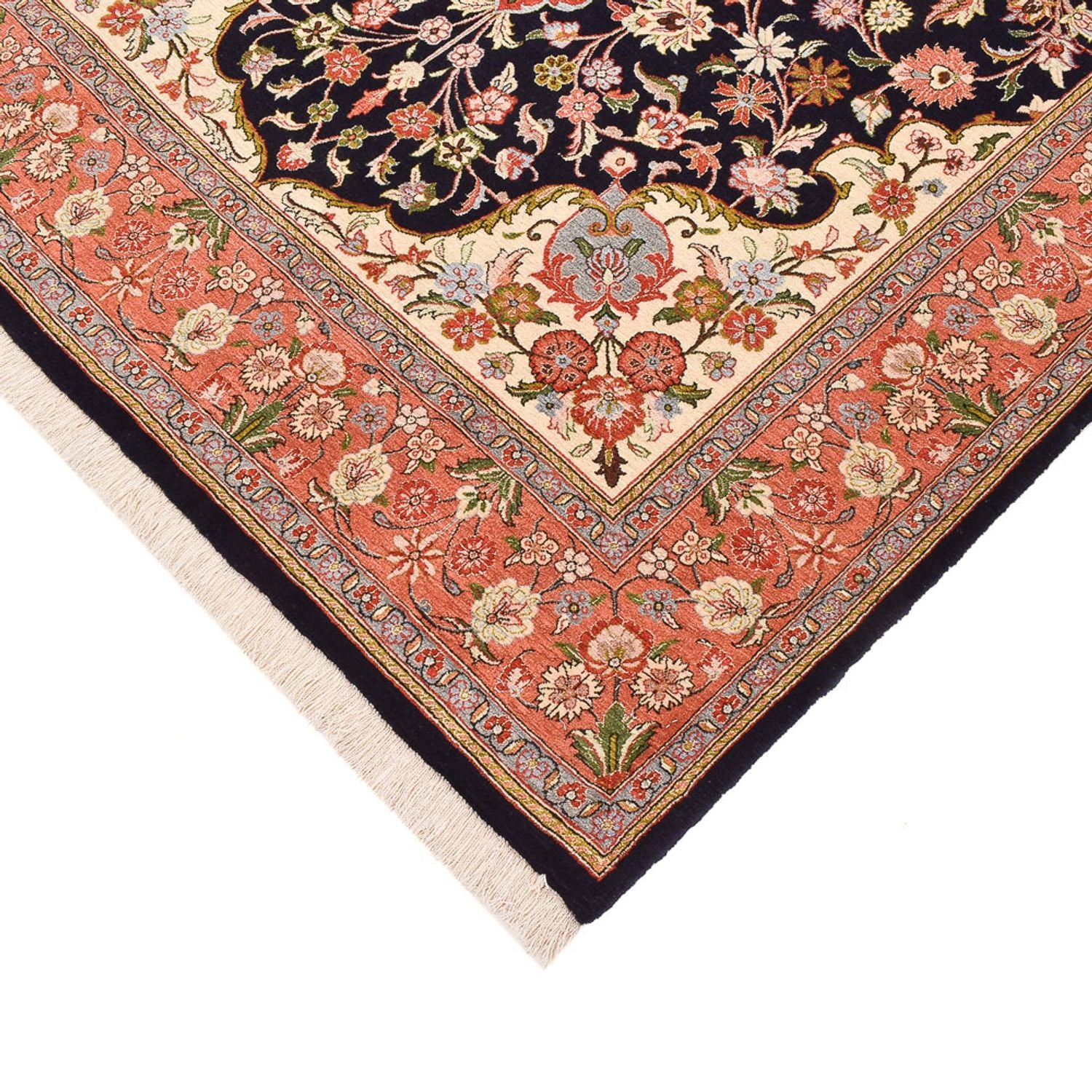 Alfombra Persa - Ghom - Royal - 227 x 140 cm - azul oscuro