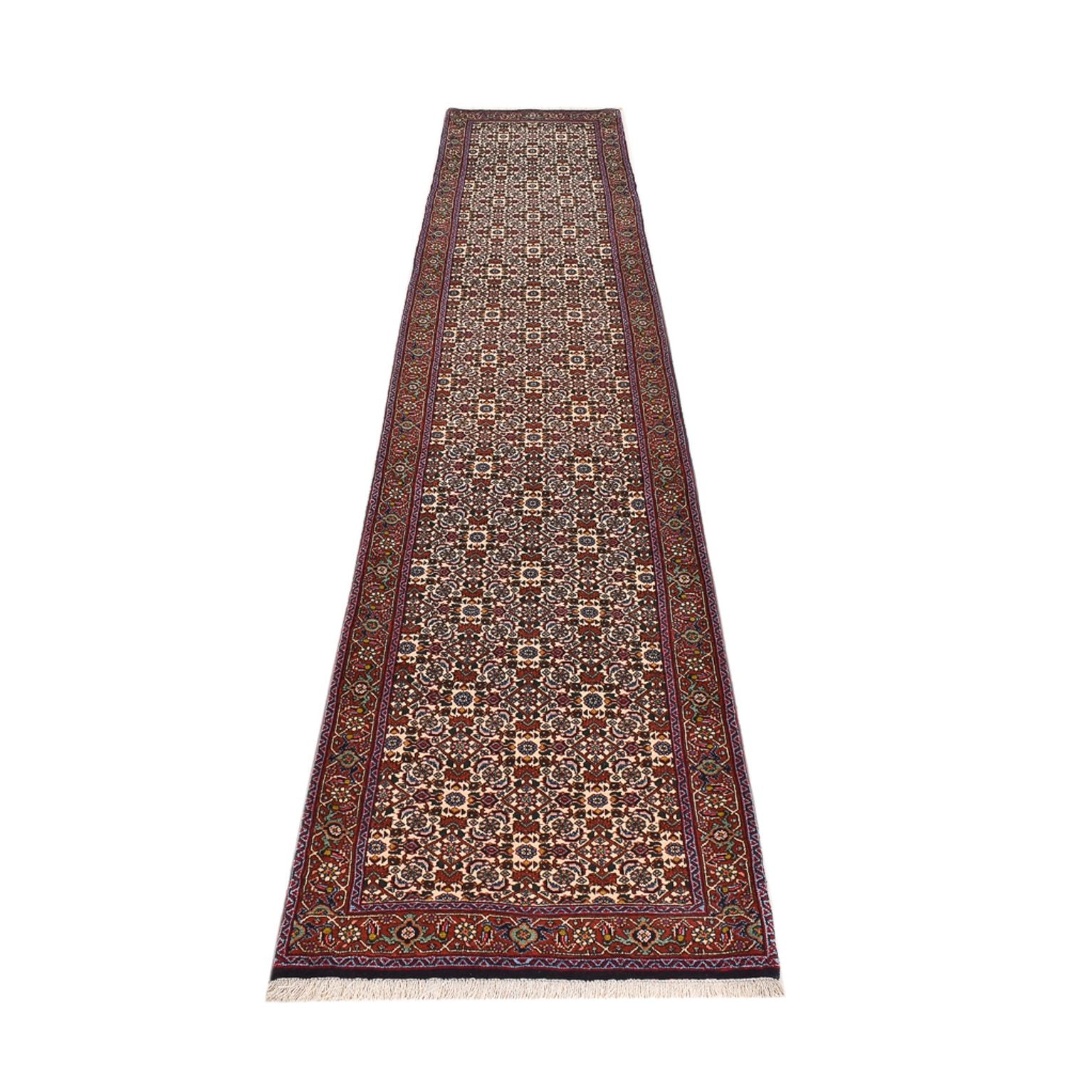 Alfombra de pasillo Alfombra persa - Bidjar - 392 x 76 cm - óxido