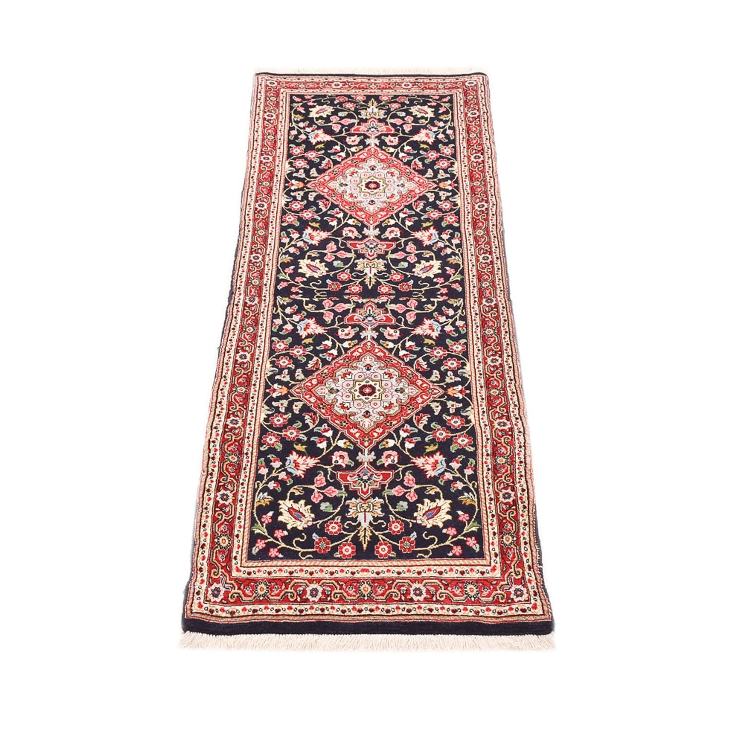 Alfombra de pasillo Alfombra Persa - Ghom - Royal - 182 x 55 cm - azul oscuro