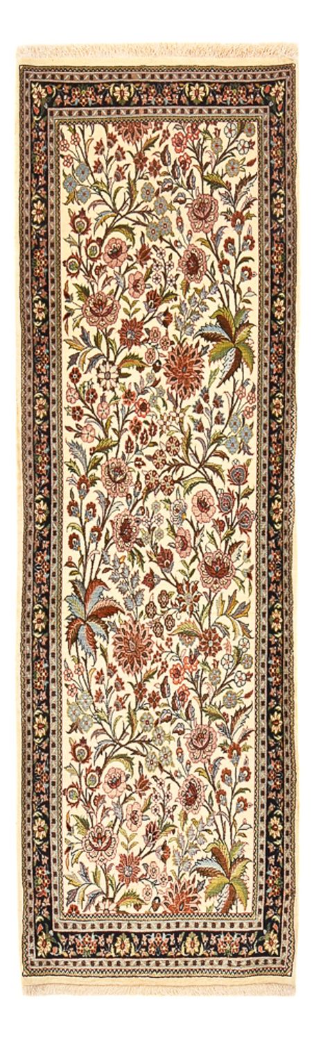Alfombra de pasillo Alfombra Persa - Ghom - Royal - 203 x 63 cm - beige claro