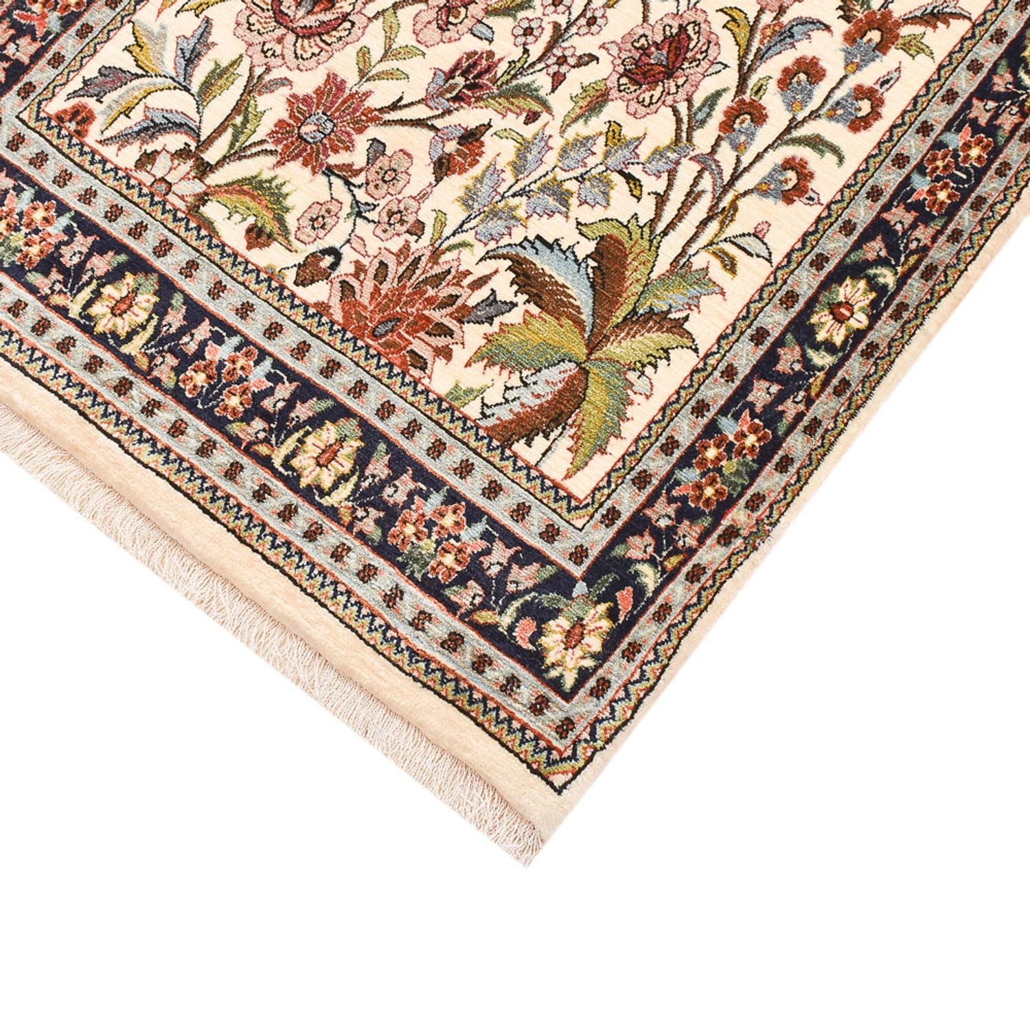 Alfombra de pasillo Alfombra Persa - Ghom - Royal - 203 x 63 cm - beige claro