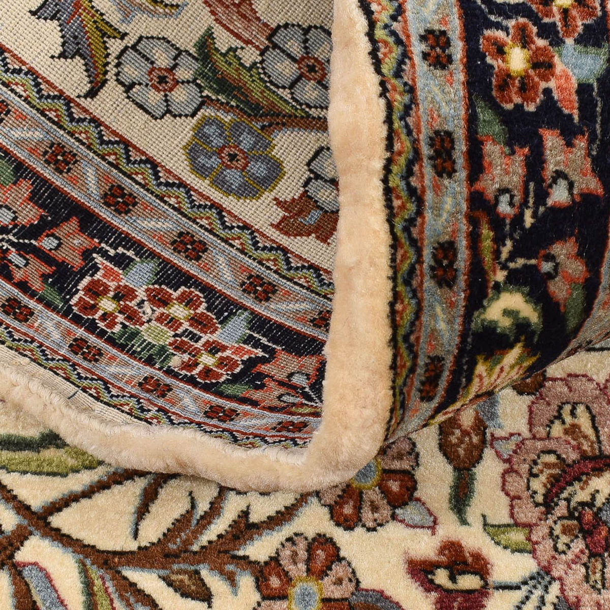 Alfombra de pasillo Alfombra Persa - Ghom - Royal - 203 x 63 cm - beige claro