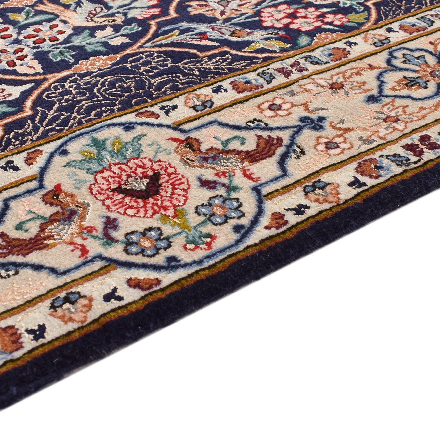Alfombra de pasillo Alfombra Persa - Ghom - Royal - 300 x 80 cm - azul oscuro