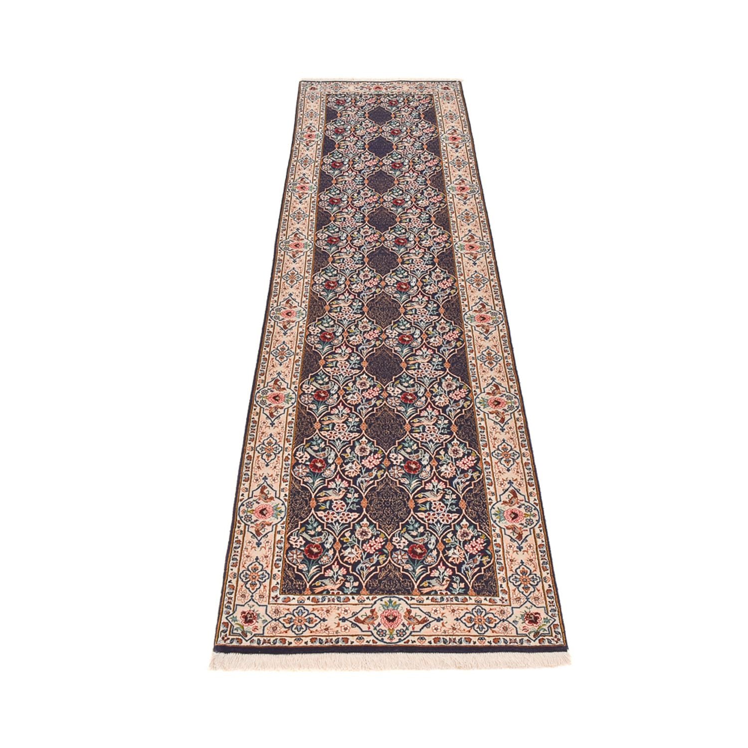 Alfombra de pasillo Alfombra Persa - Ghom - Royal - 300 x 80 cm - azul oscuro