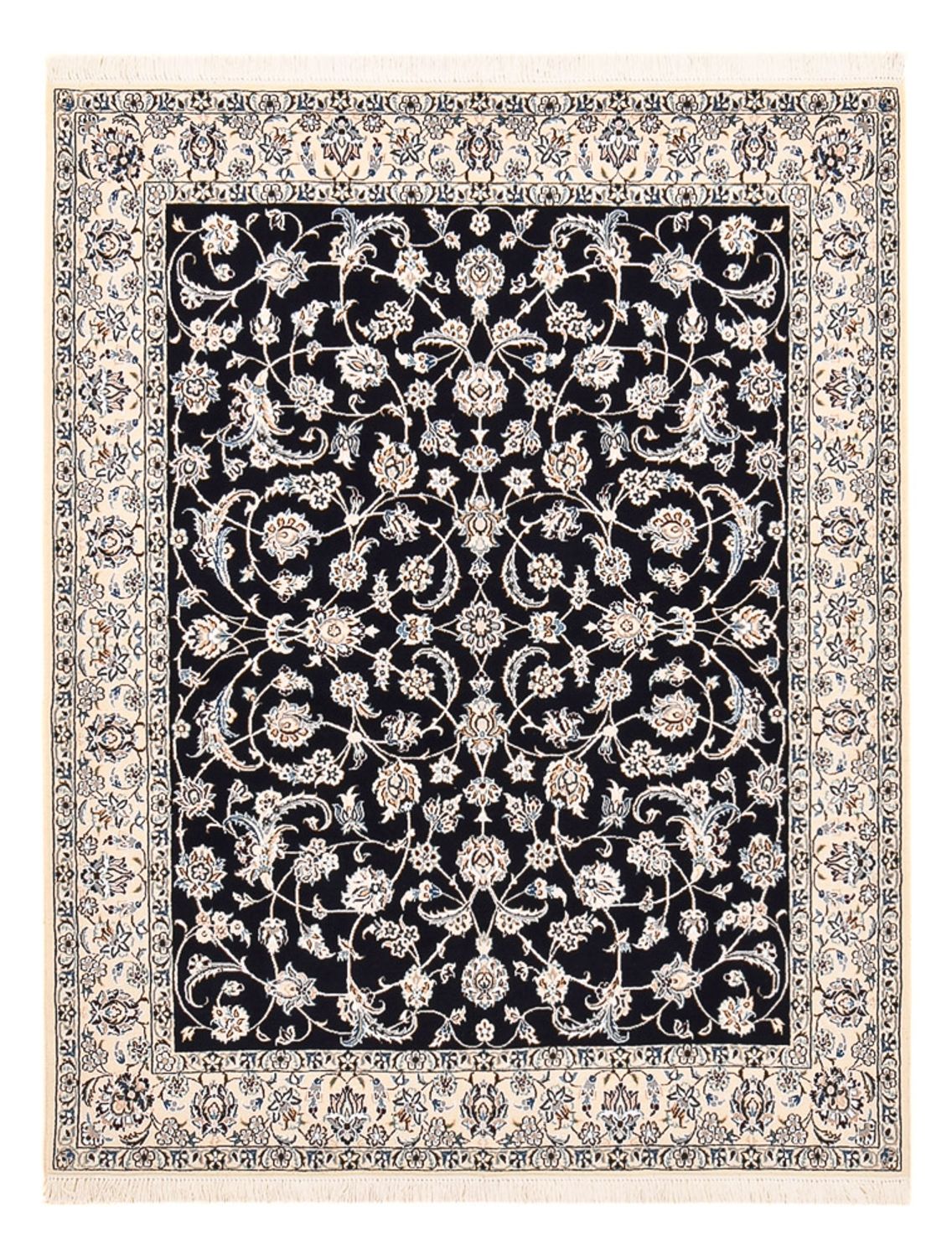 Alfombra Persa - Nain - Real - 190 x 148 cm - azul oscuro