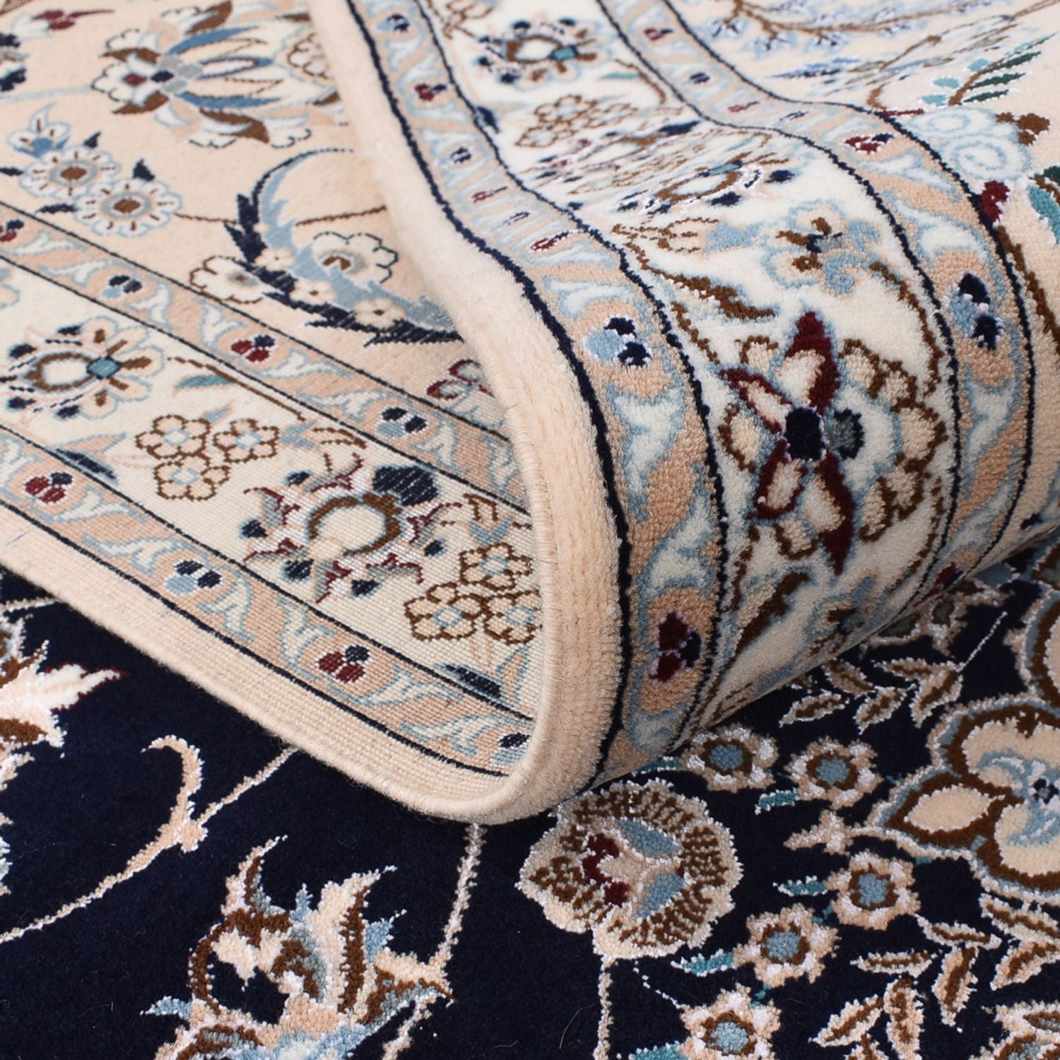 Alfombra Persa - Nain - Prima - 300 x 254 cm - azul oscuro