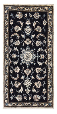 Alfombra persa - Nain - 138 x 66 cm - azul oscuro