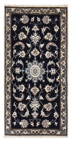 Alfombra persa - Nain - 138 x 66 cm - azul oscuro