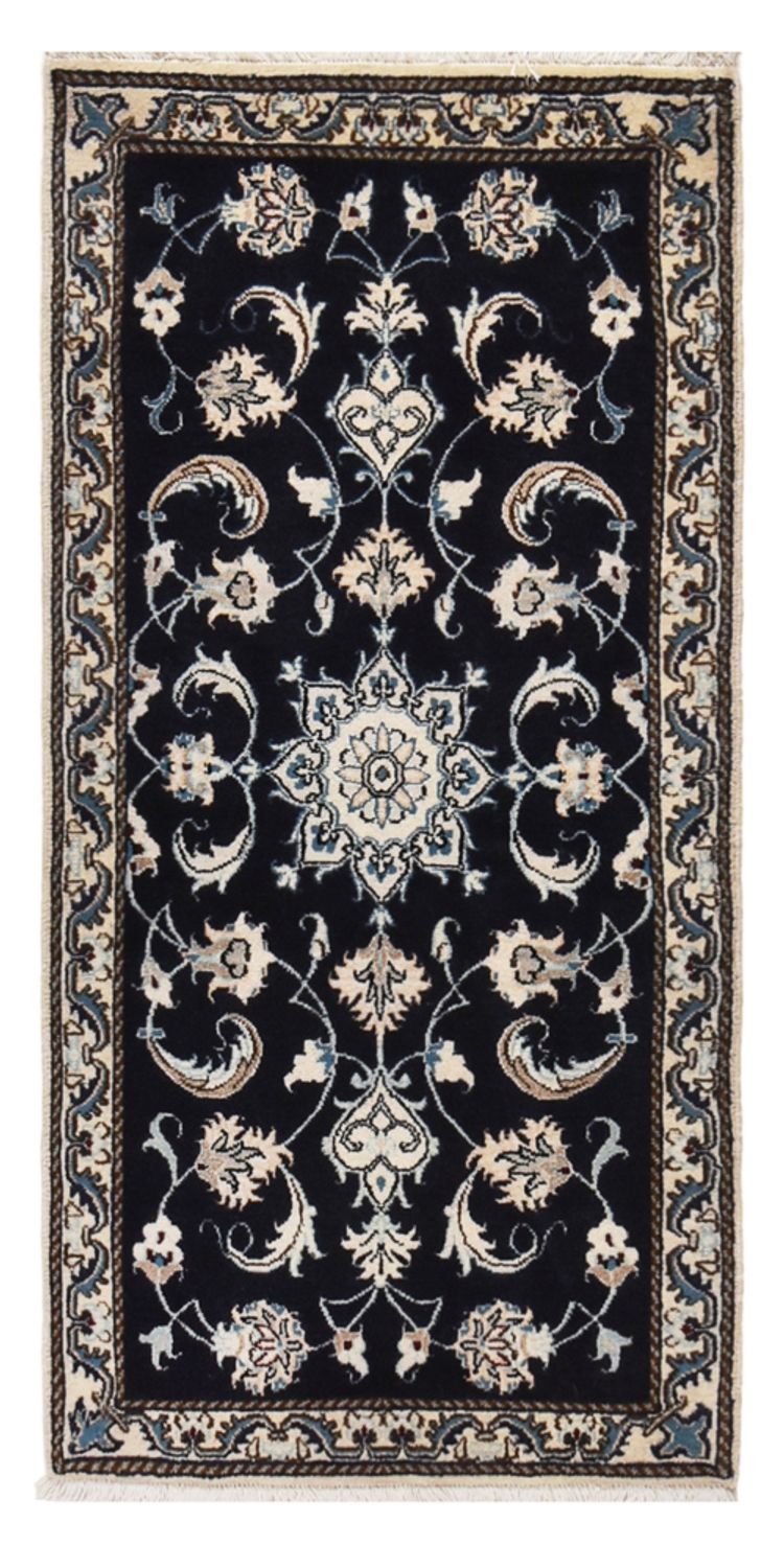 Alfombra persa - Nain - 138 x 66 cm - azul oscuro