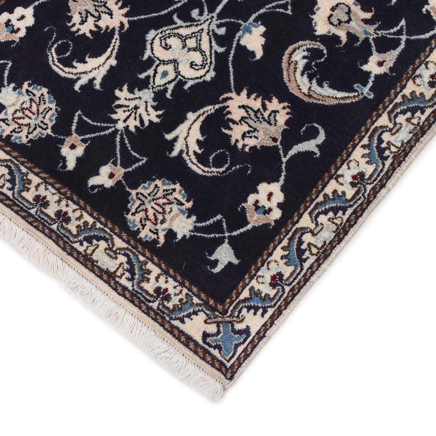 Alfombra persa - Nain - 138 x 66 cm - azul oscuro