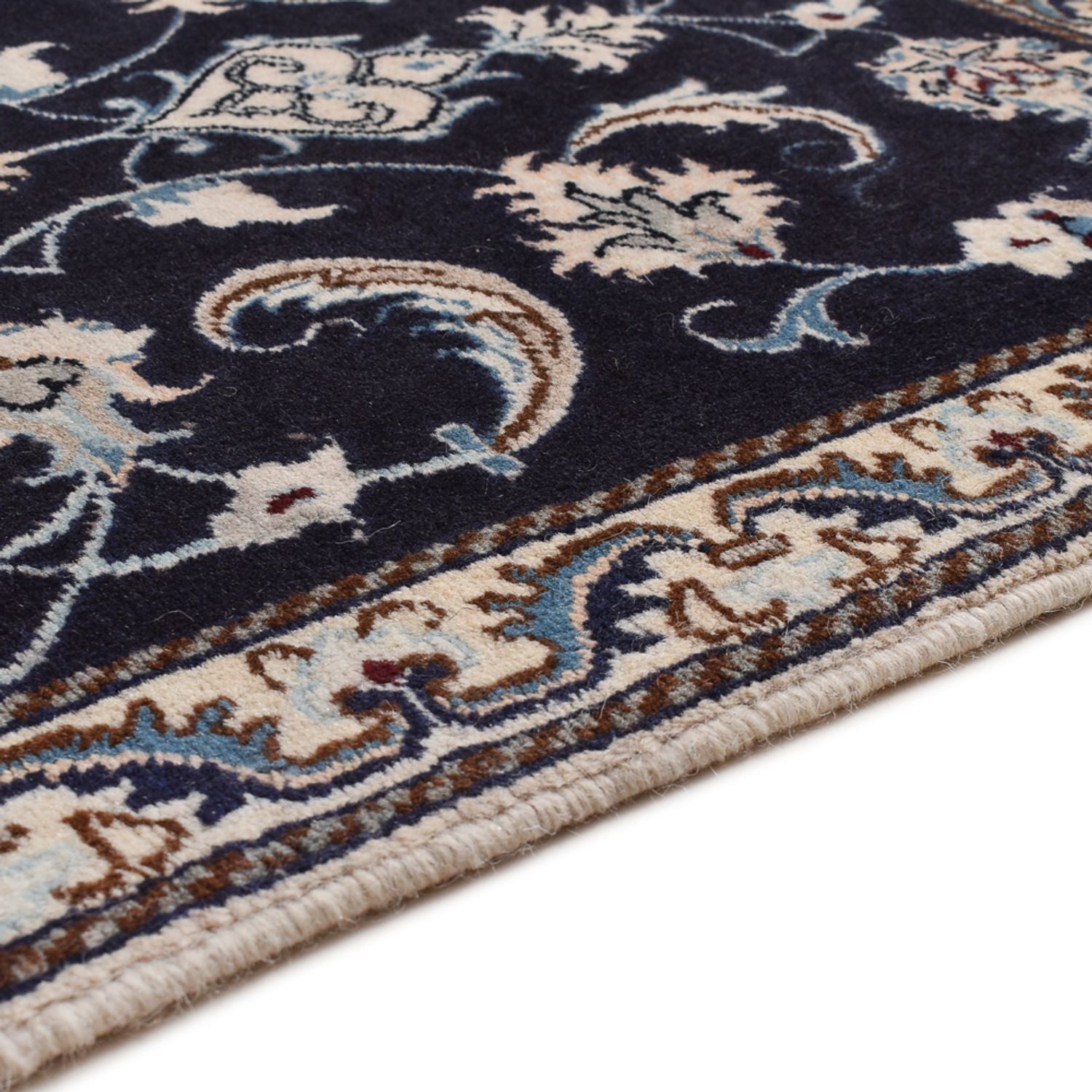 Alfombra persa - Nain - 138 x 66 cm - azul oscuro