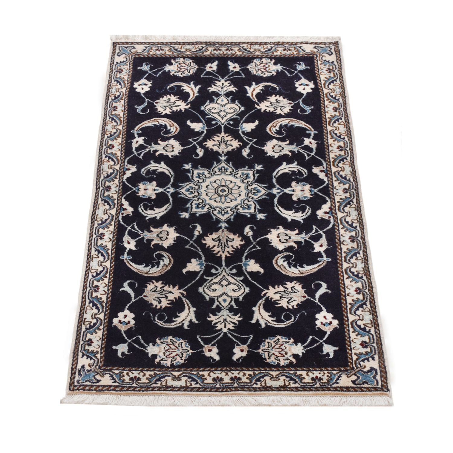 Alfombra persa - Nain - 138 x 66 cm - azul oscuro