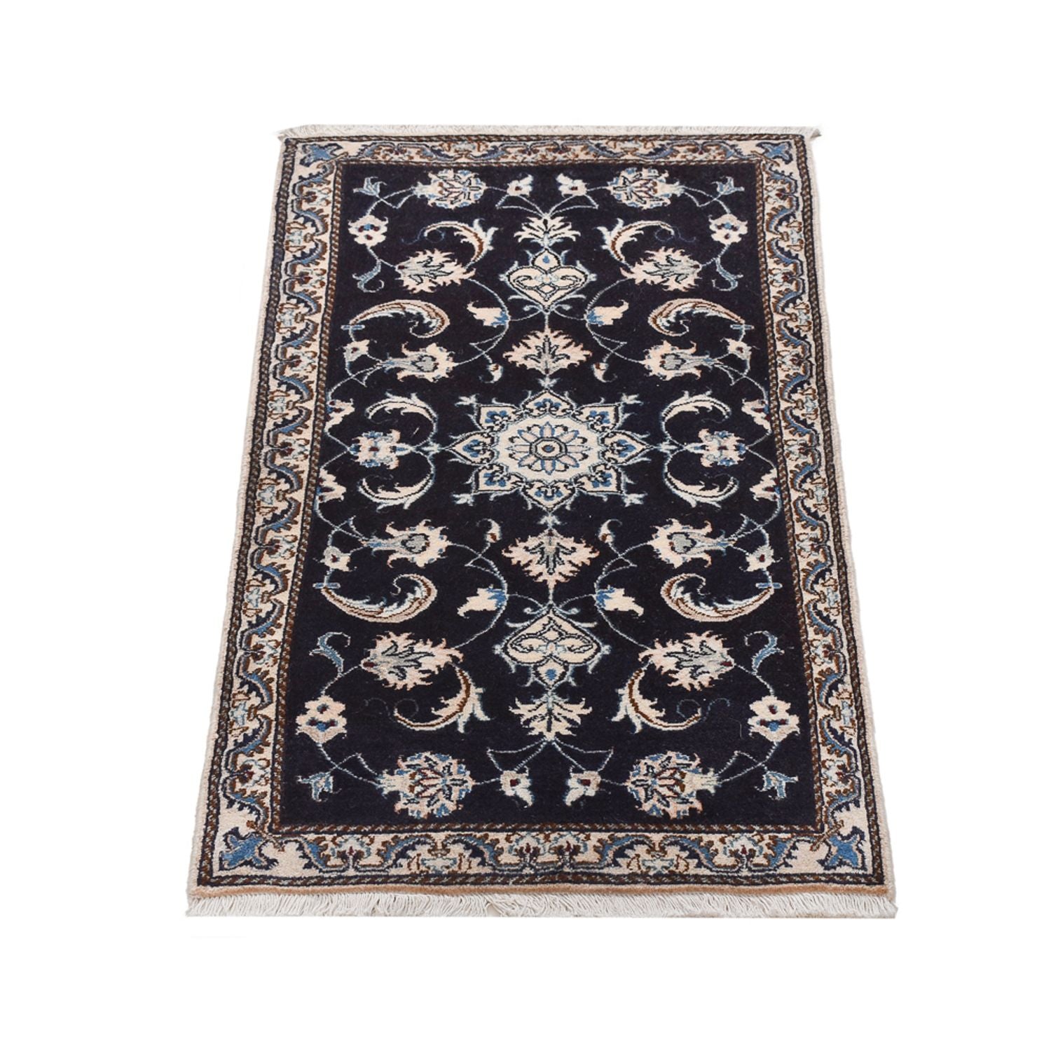 Alfombra persa - Nain - 138 x 67 cm - azul oscuro