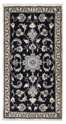 Alfombra persa - Nain - 132 x 72 cm - azul oscuro