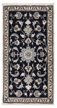Alfombra persa - Nain - 132 x 72 cm - azul oscuro