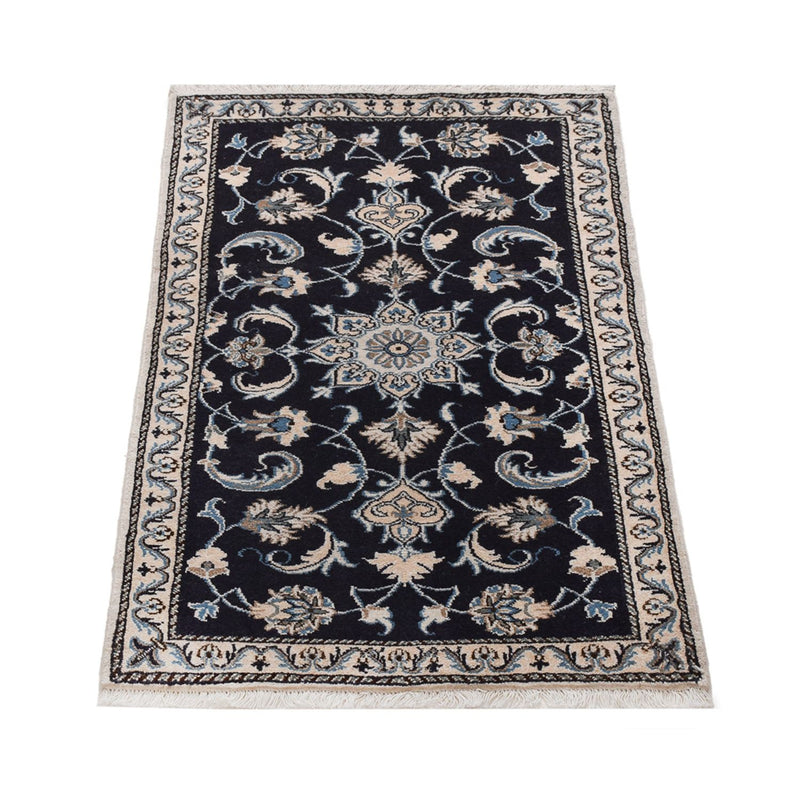 Alfombra persa - Nain - 132 x 72 cm - azul oscuro