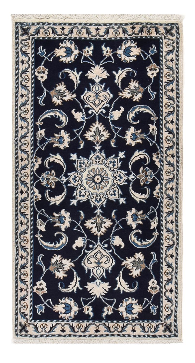 Alfombra persa - Nain - 133 x 70 cm - azul oscuro