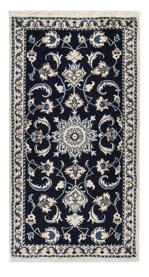 Alfombra persa - Nain - 133 x 70 cm - azul oscuro