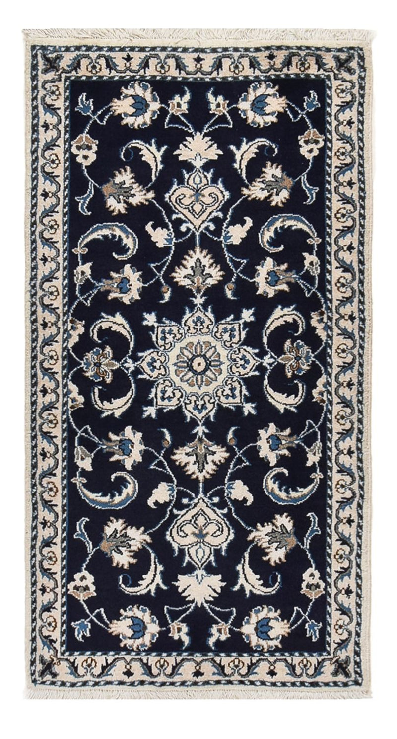 Alfombra persa - Nain - 133 x 70 cm - azul oscuro