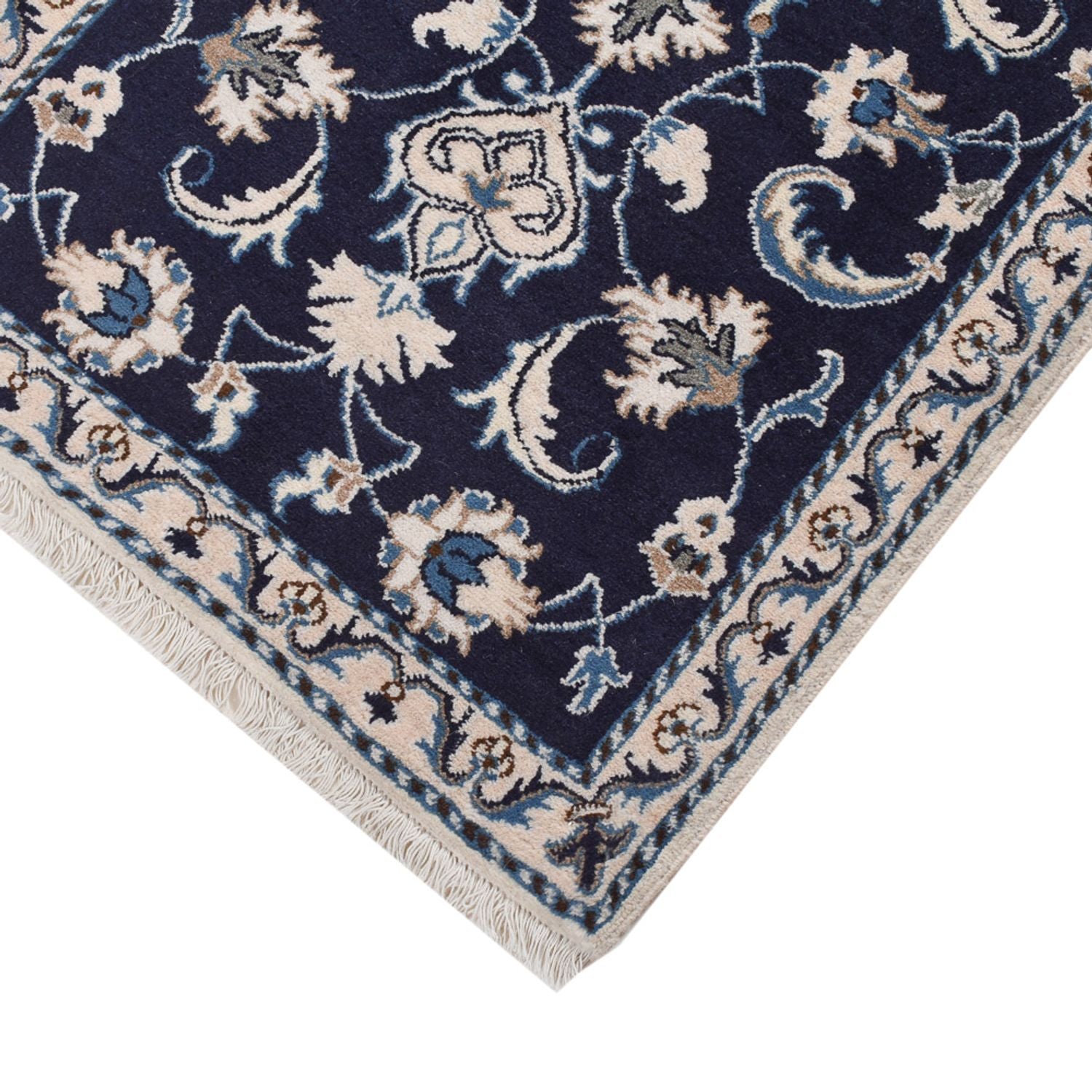 Alfombra persa - Nain - 133 x 70 cm - azul oscuro