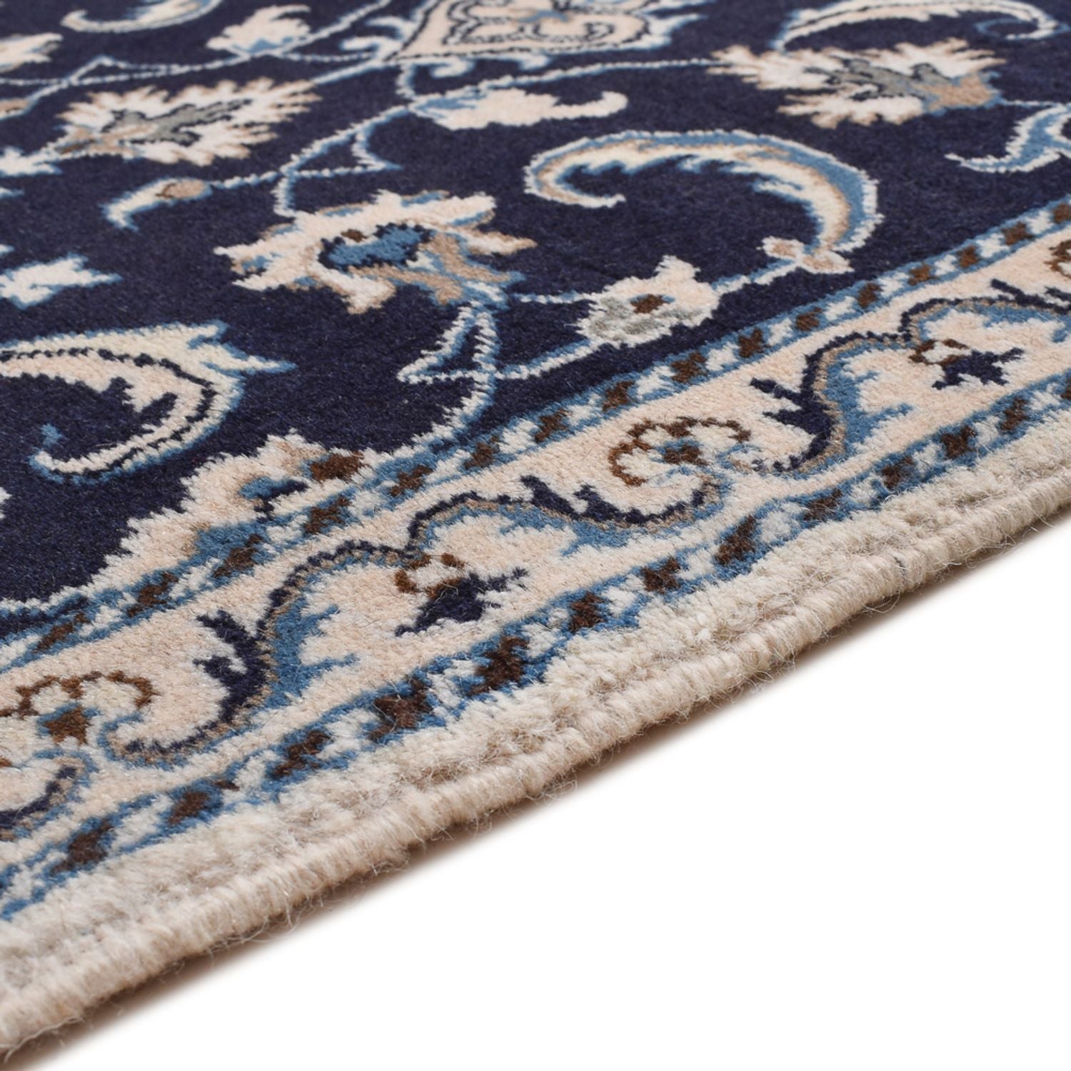 Alfombra persa - Nain - 133 x 70 cm - azul oscuro