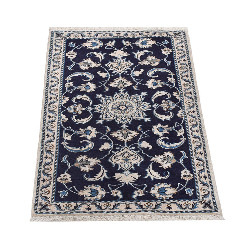 Alfombra persa - Nain - 133 x 70 cm - azul oscuro