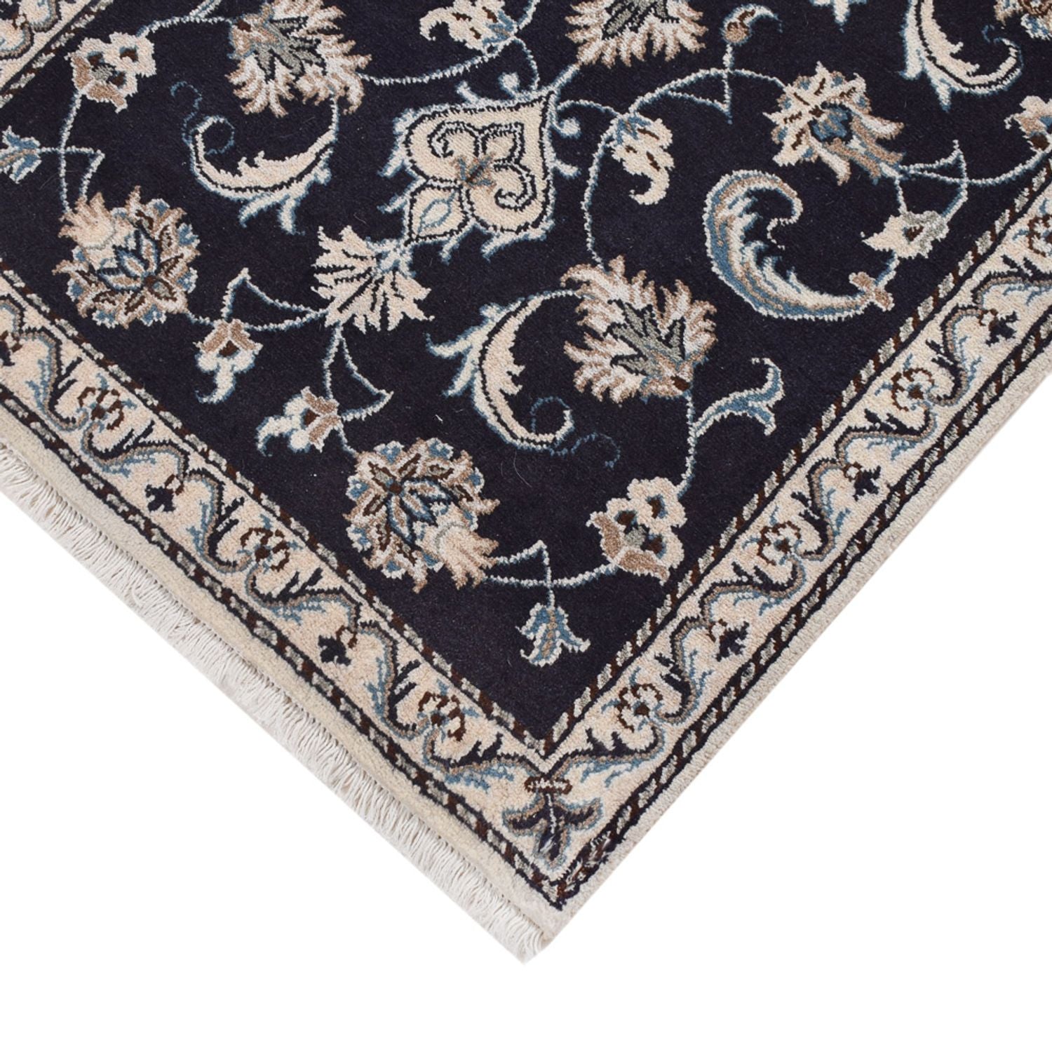 Alfombra persa - Nain - 135 x 69 cm - azul oscuro