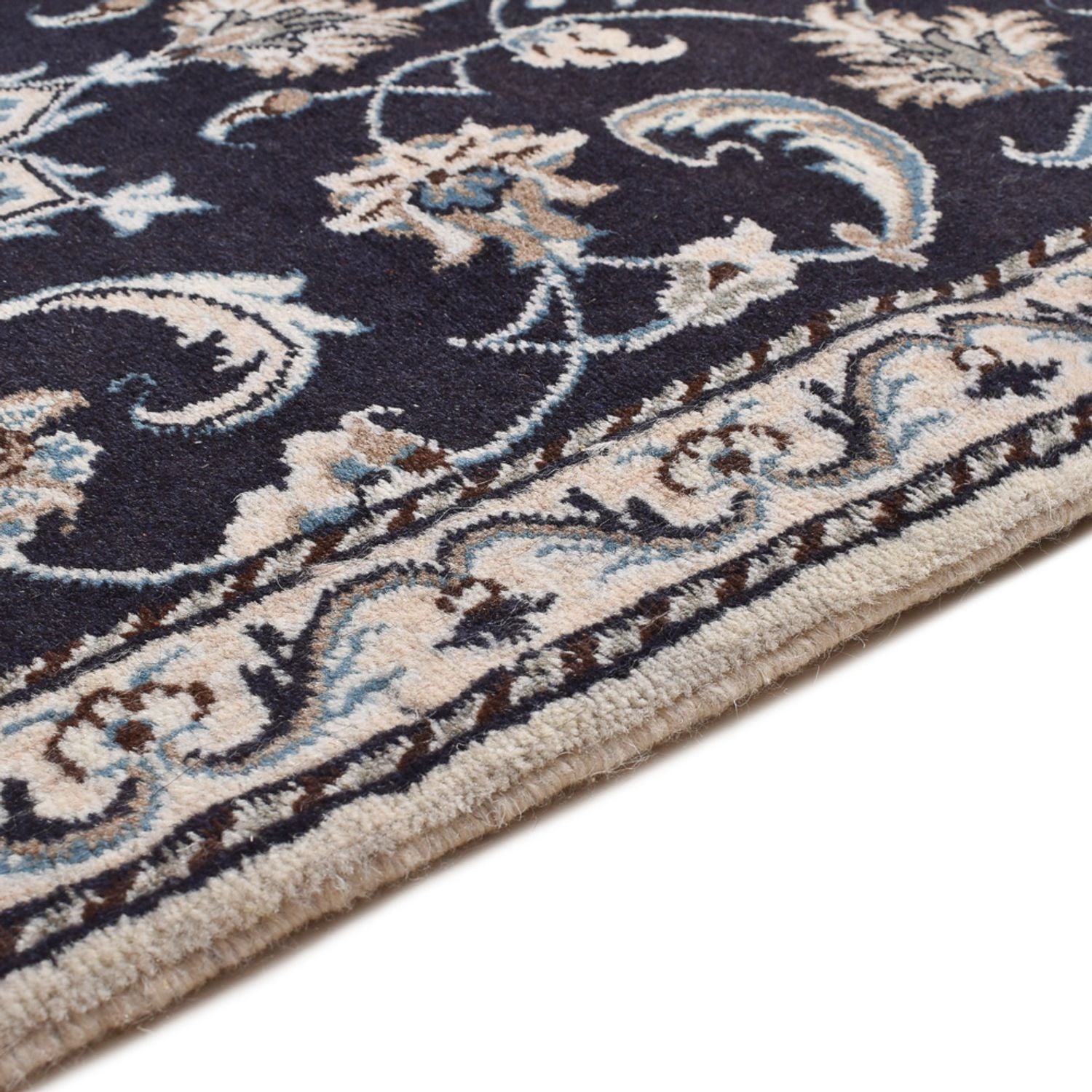 Alfombra persa - Nain - 135 x 69 cm - azul oscuro
