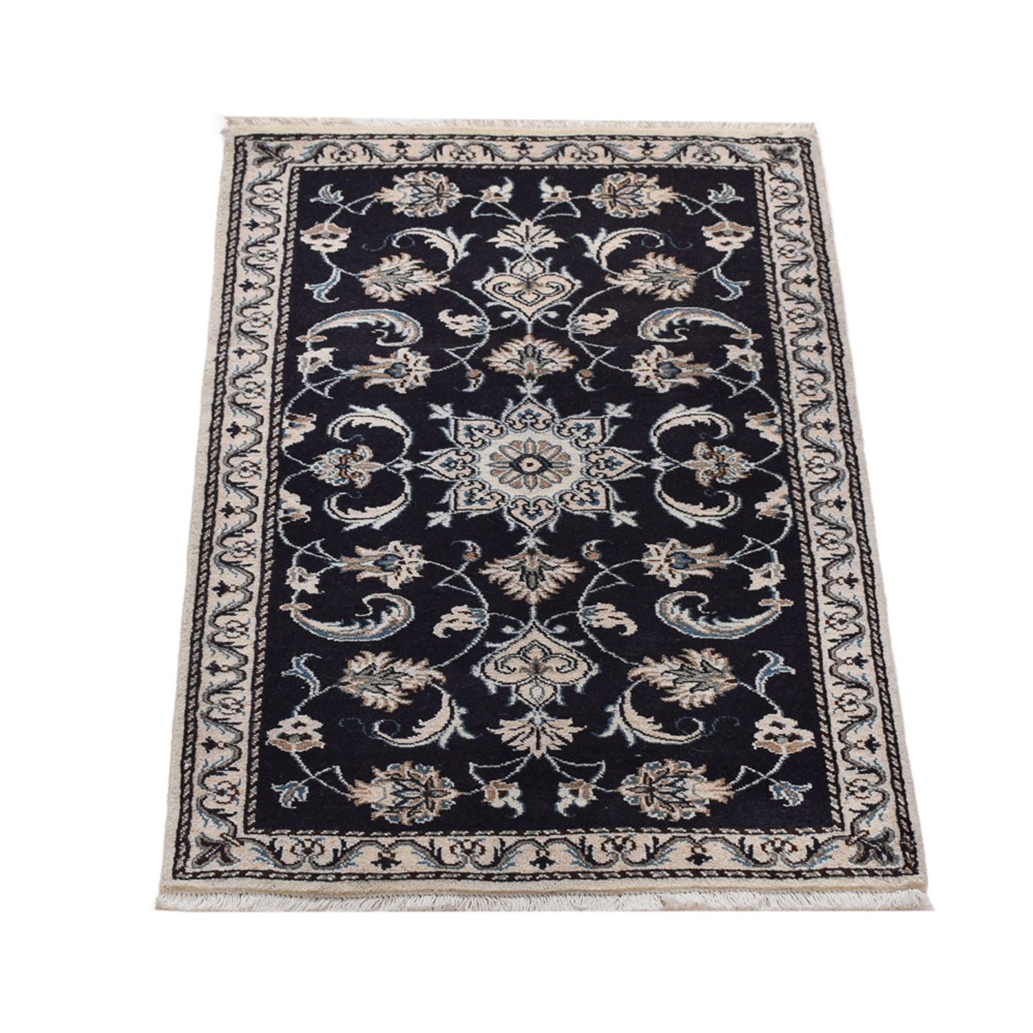 Alfombra persa - Nain - 135 x 69 cm - azul oscuro