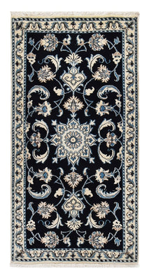 Alfombra persa - Nain - 134 x 68 cm - azul oscuro