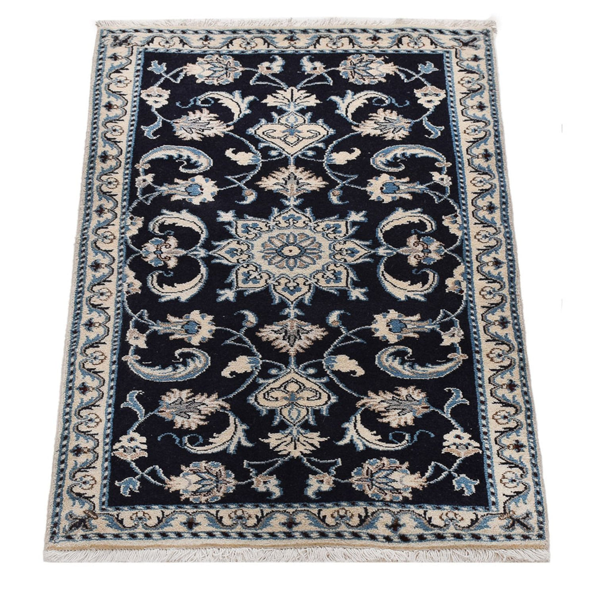 Alfombra persa - Nain - 134 x 68 cm - azul oscuro