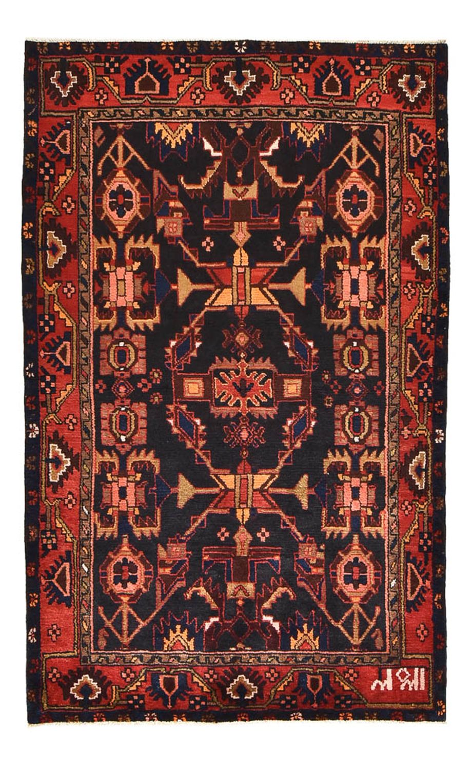 Alfombra persa - Nómada - 207 x 130 cm - azul oscuro