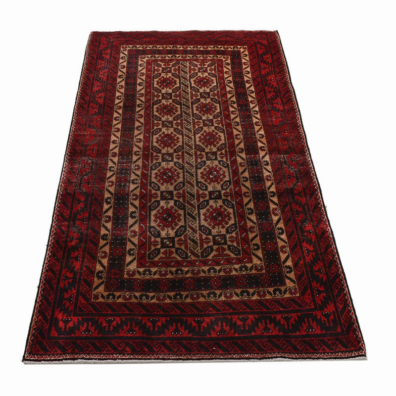 Alfombra de pasillo Alfombra Belutsch - 196 x 96 cm - rojo oscuro
