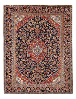 Alfombra persa - Keshan - 381 x 292 cm - azul oscuro