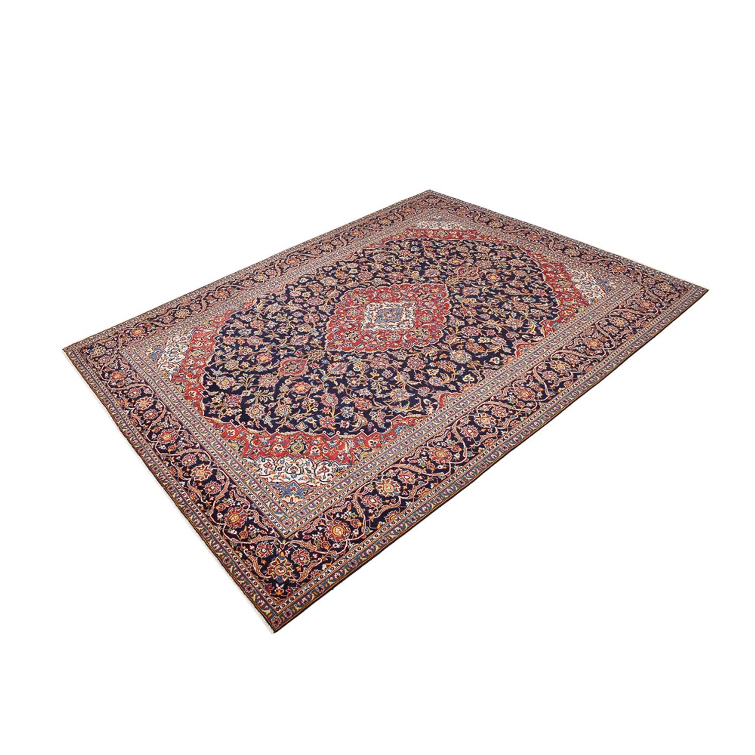 Alfombra persa - Keshan - 381 x 292 cm - azul oscuro