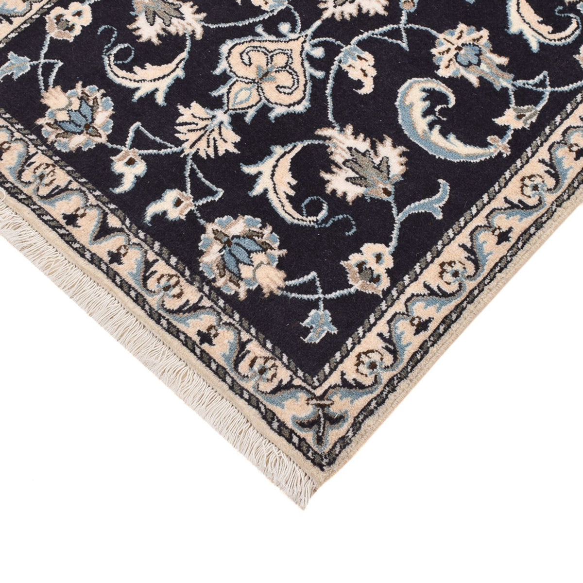 Alfombra persa - Nain - 137 x 71 cm - azul oscuro