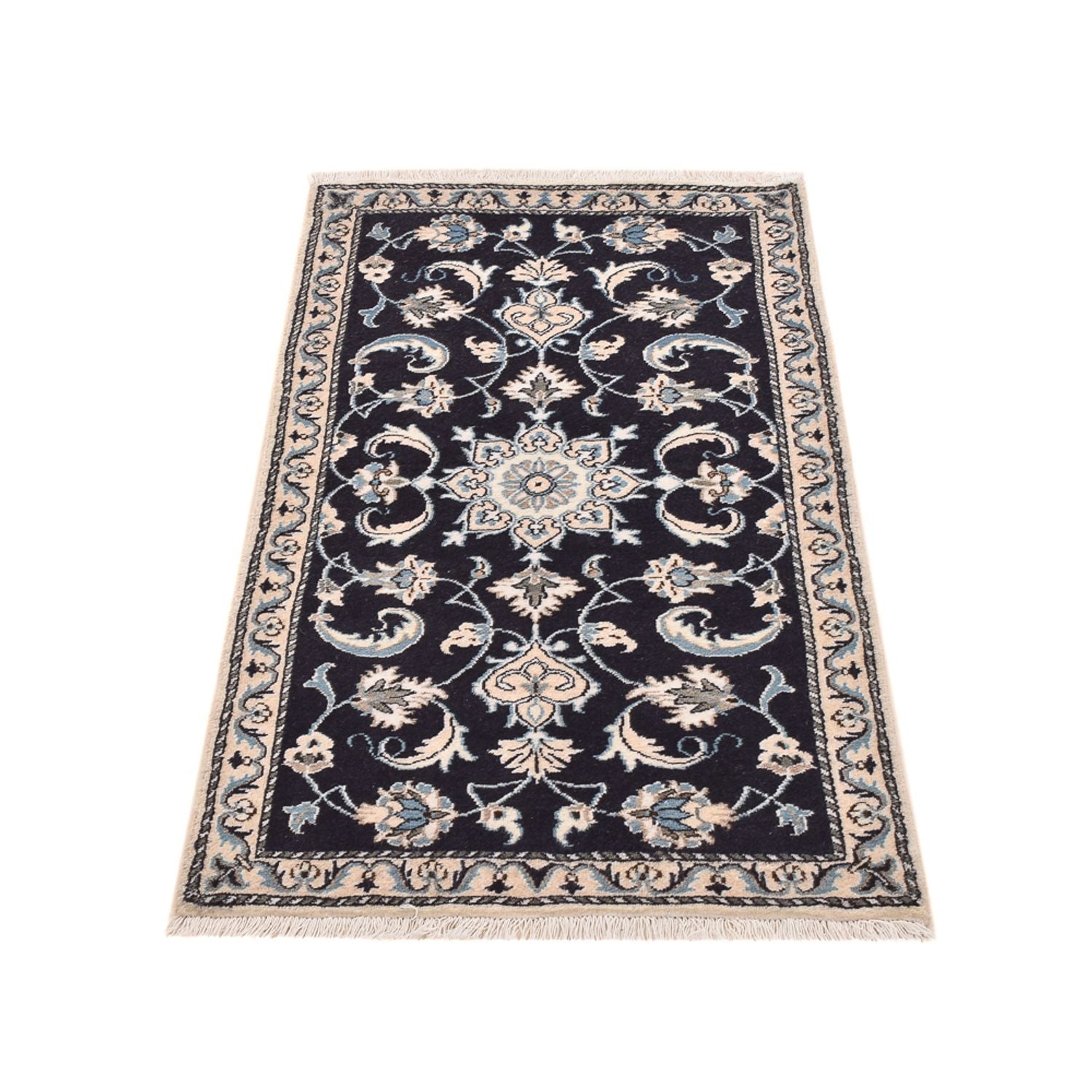 Alfombra persa - Nain - 137 x 71 cm - azul oscuro