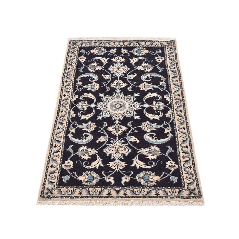 Alfombra persa - Nain - 137 x 71 cm - azul oscuro