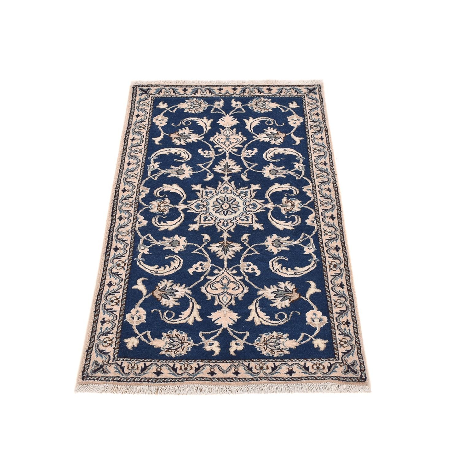 Alfombra persa - Nain - 138 x 67 cm - azul oscuro
