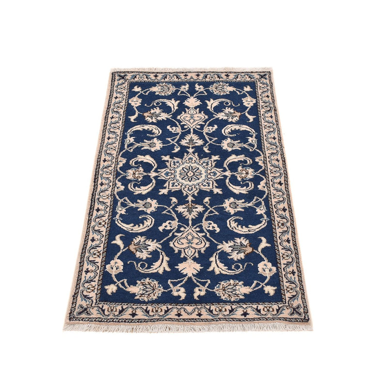 Alfombra persa - Nain - 138 x 67 cm - azul oscuro